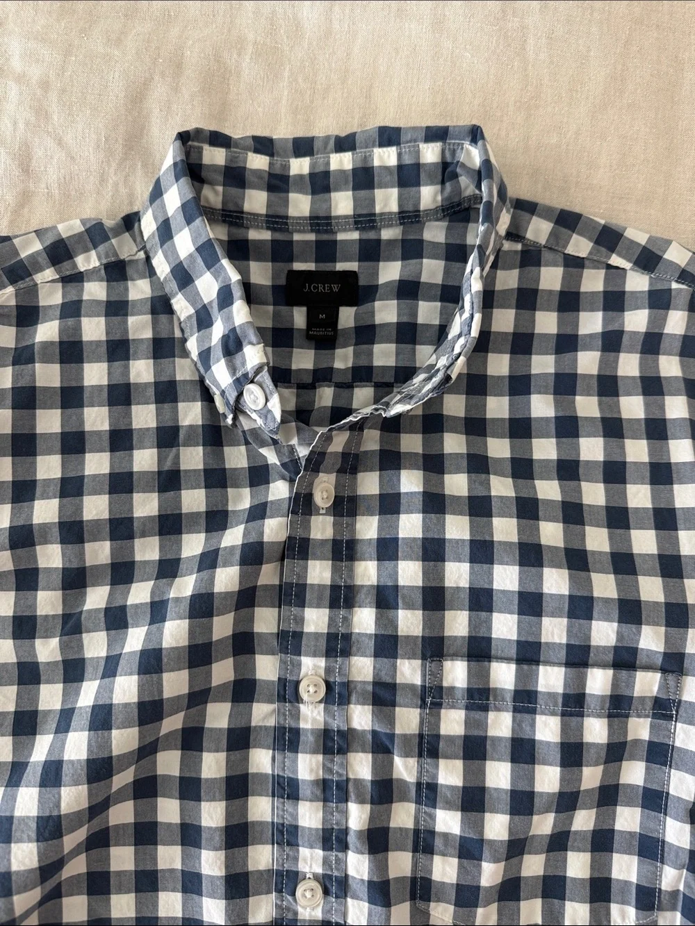 J. Crew Men’s Blue and White Gingham Button-Down Shirt
